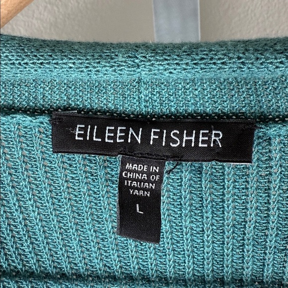 EILEEN FISHER Cotton Silk Cardigan Spruce Green Size Large - Picture 2 of 6
